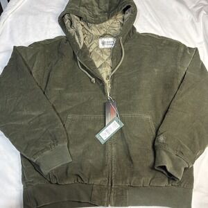 ALPINE DESIGN Women's Medium Quilted Corduroy Hoodie Jacket Olive Green NWT $88